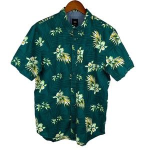 Vans Green Floral Casual Button Down Shirt